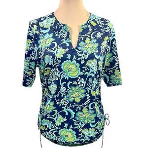 Lands End Top Size MP Floral Short Sleeve
